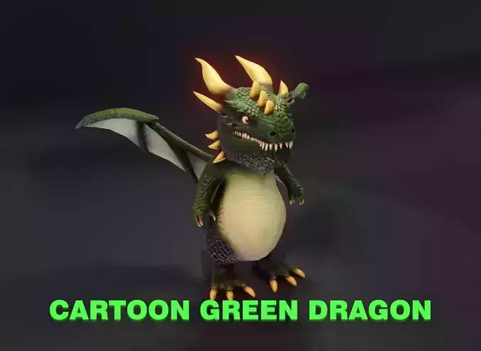 Cartoon Green Dragon 3D Model Low-poly 3D model Cartoon Green Dragon 3D Model Low-poly 3D model