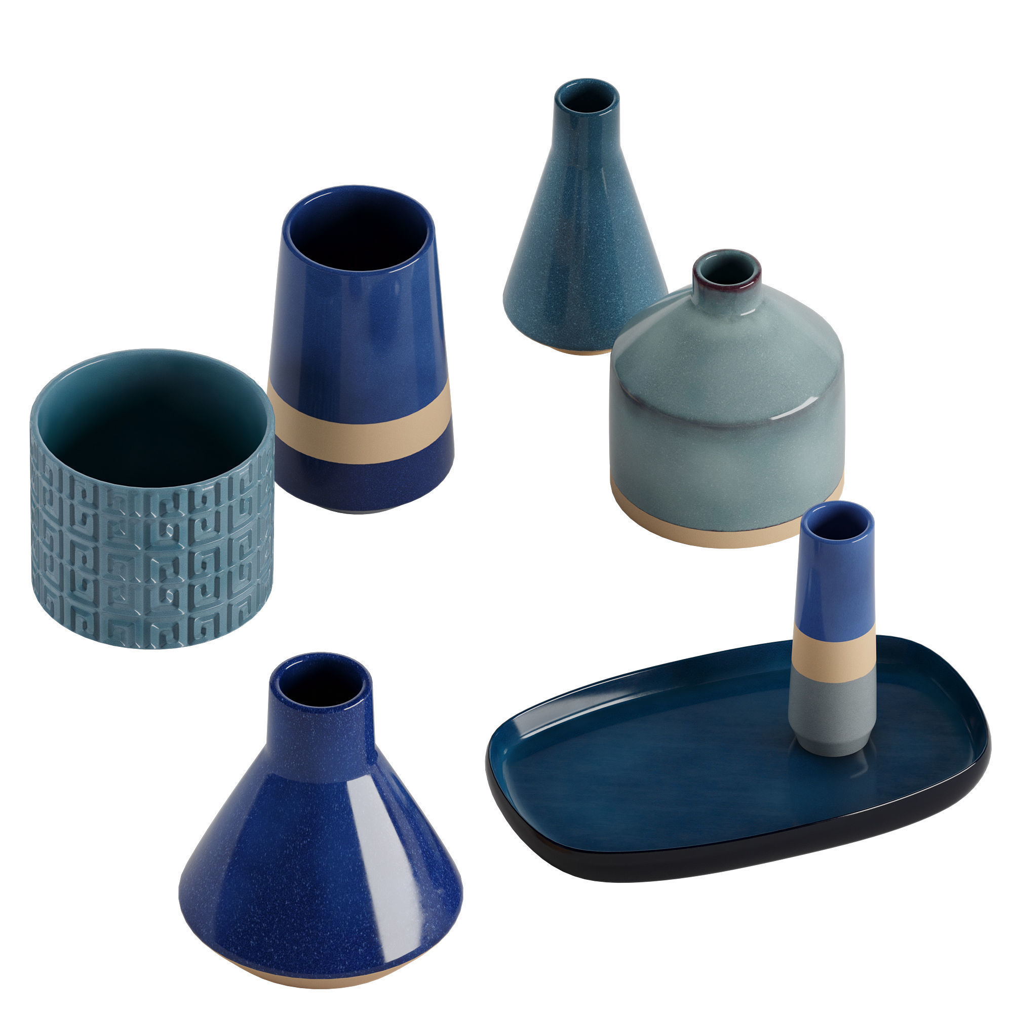 Set ceramic vases 2 3D model_1