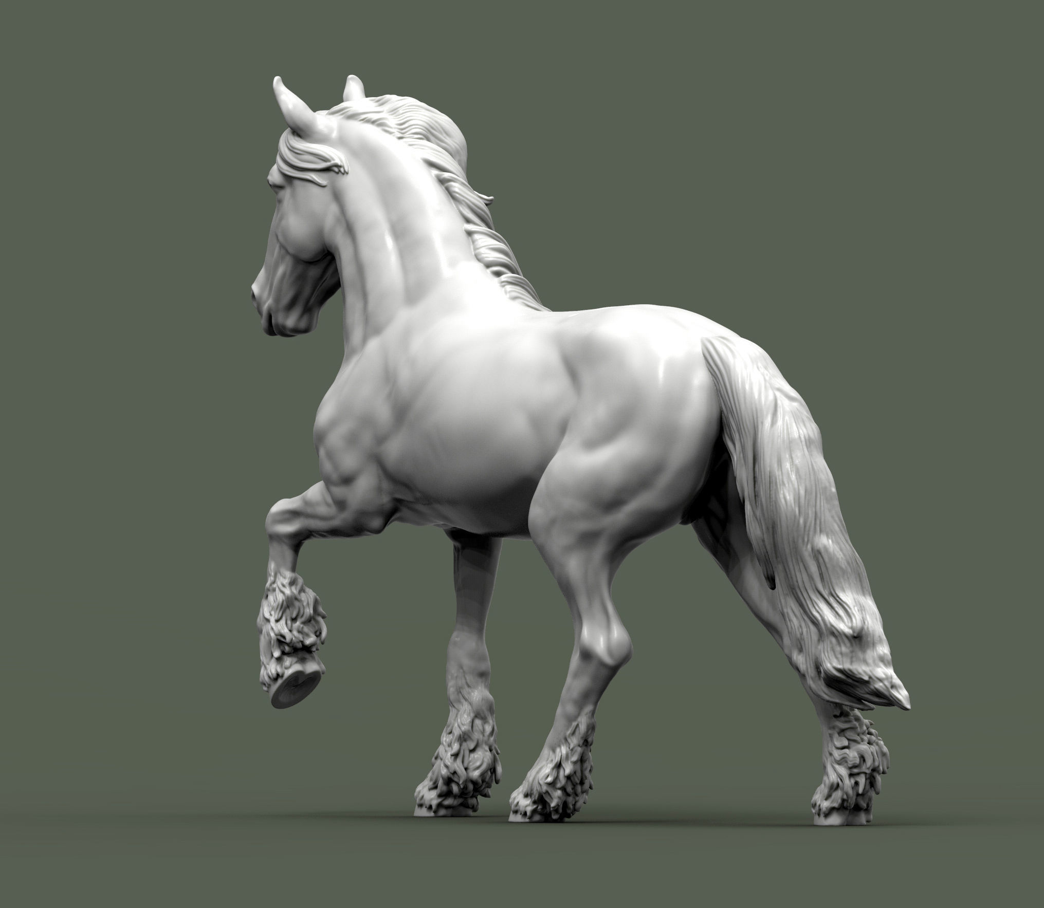 Friesian horse 3D print model_7