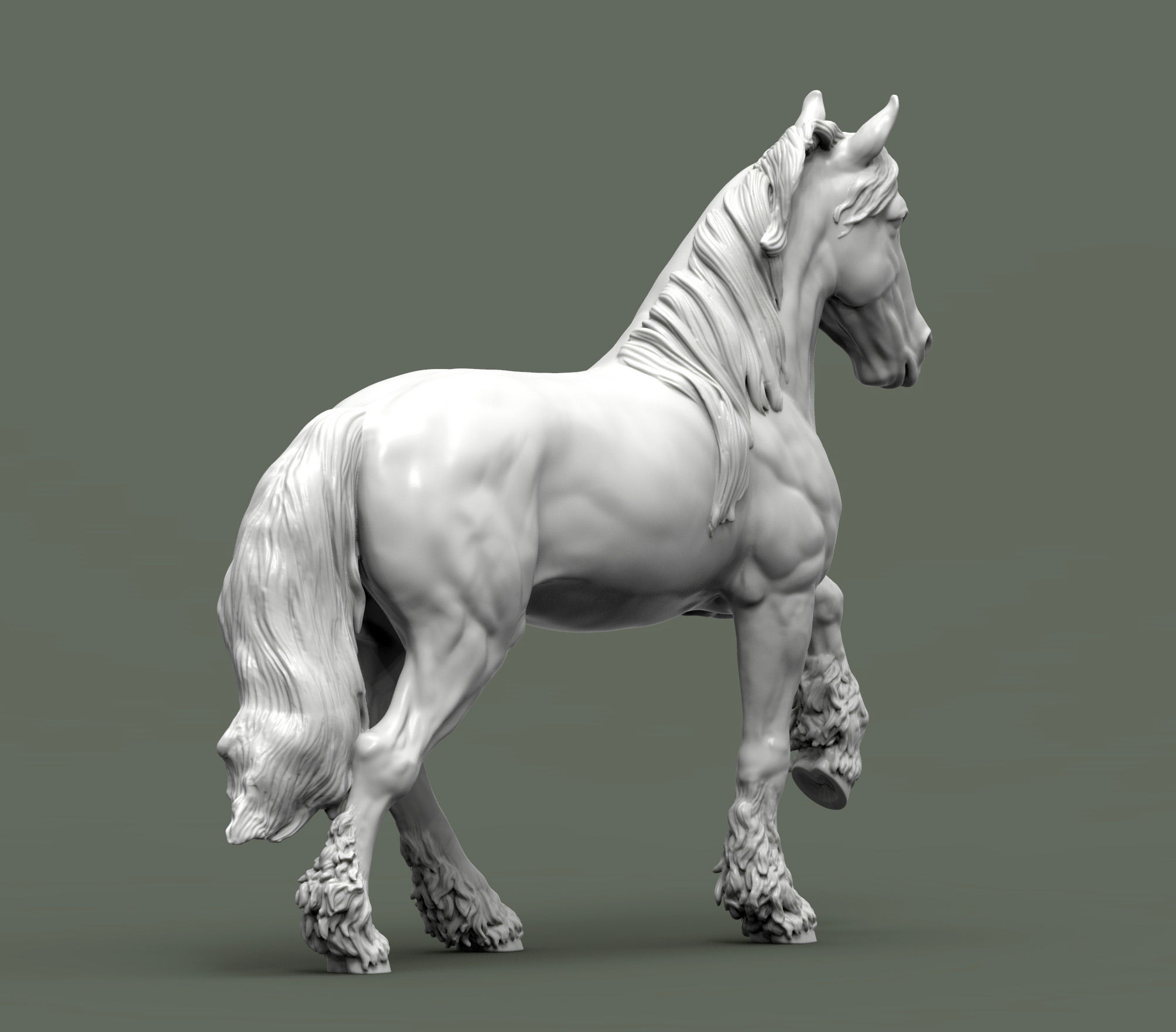 Friesian horse 3D print model_5