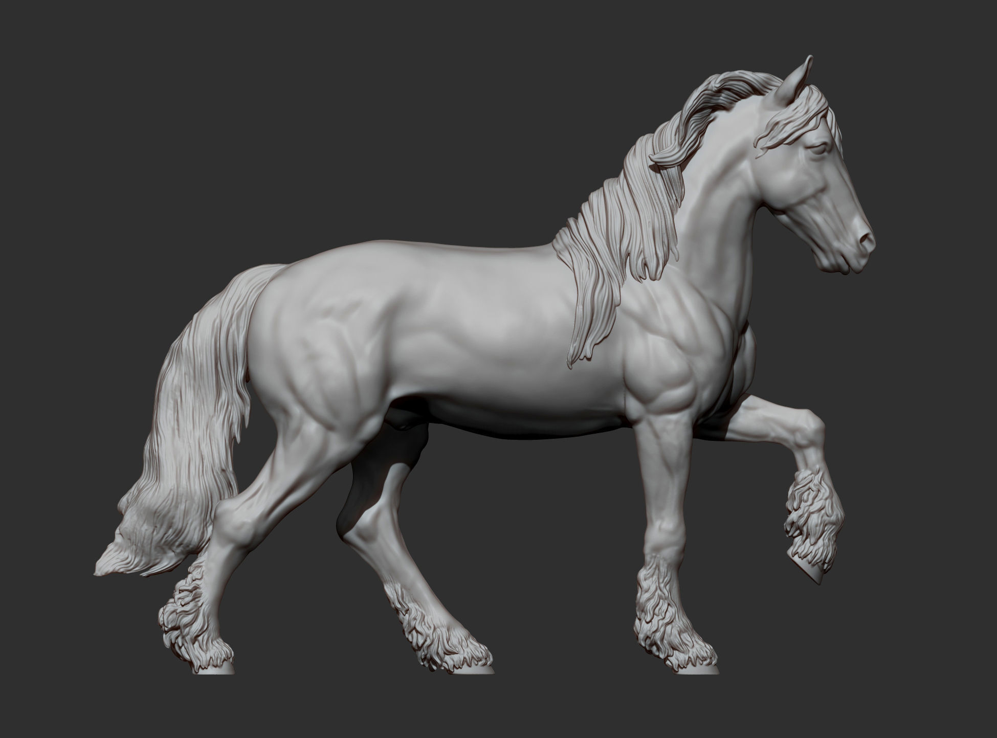 Friesian horse 3D print model_11