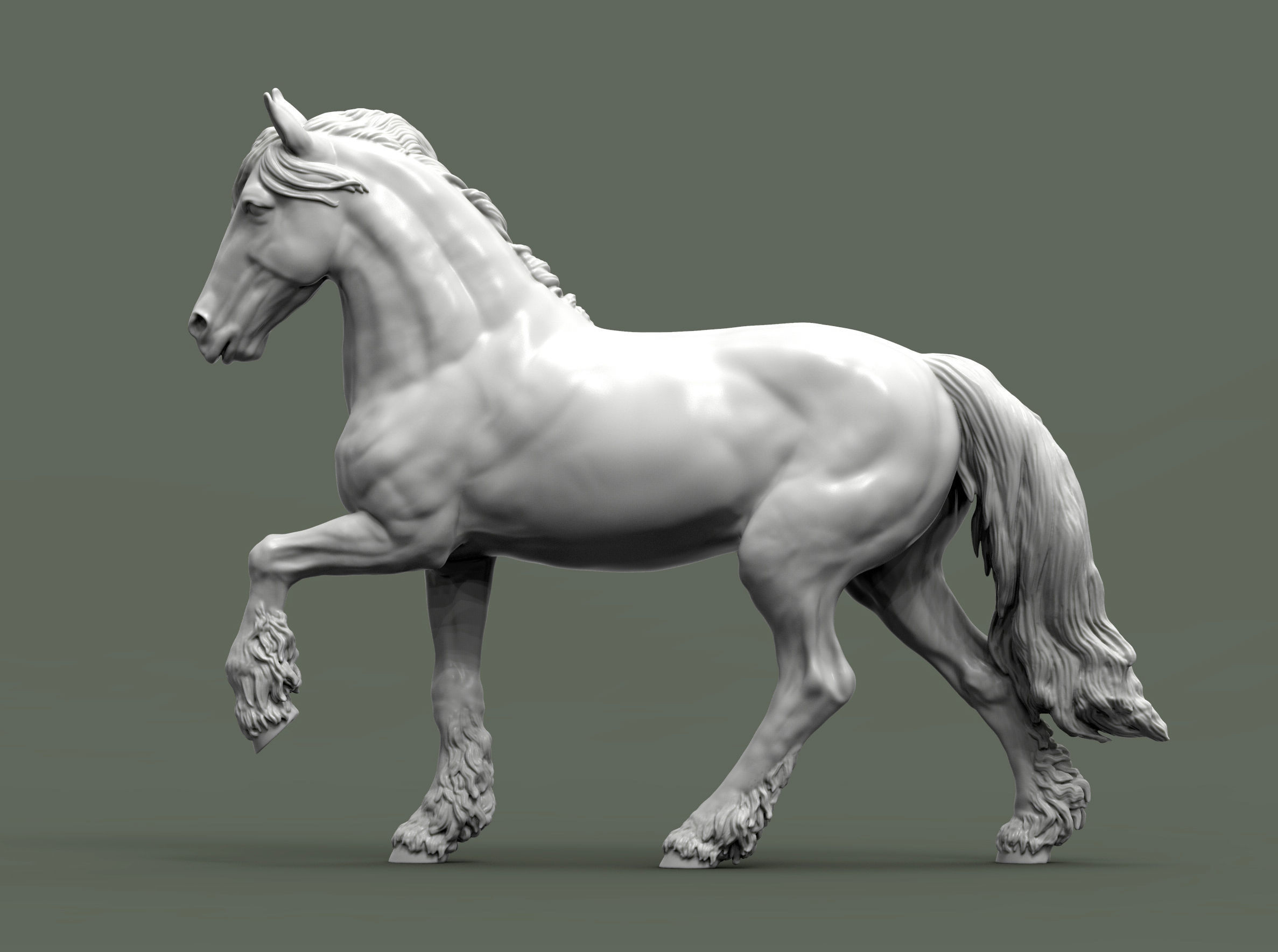 Friesian horse 3D print model_2