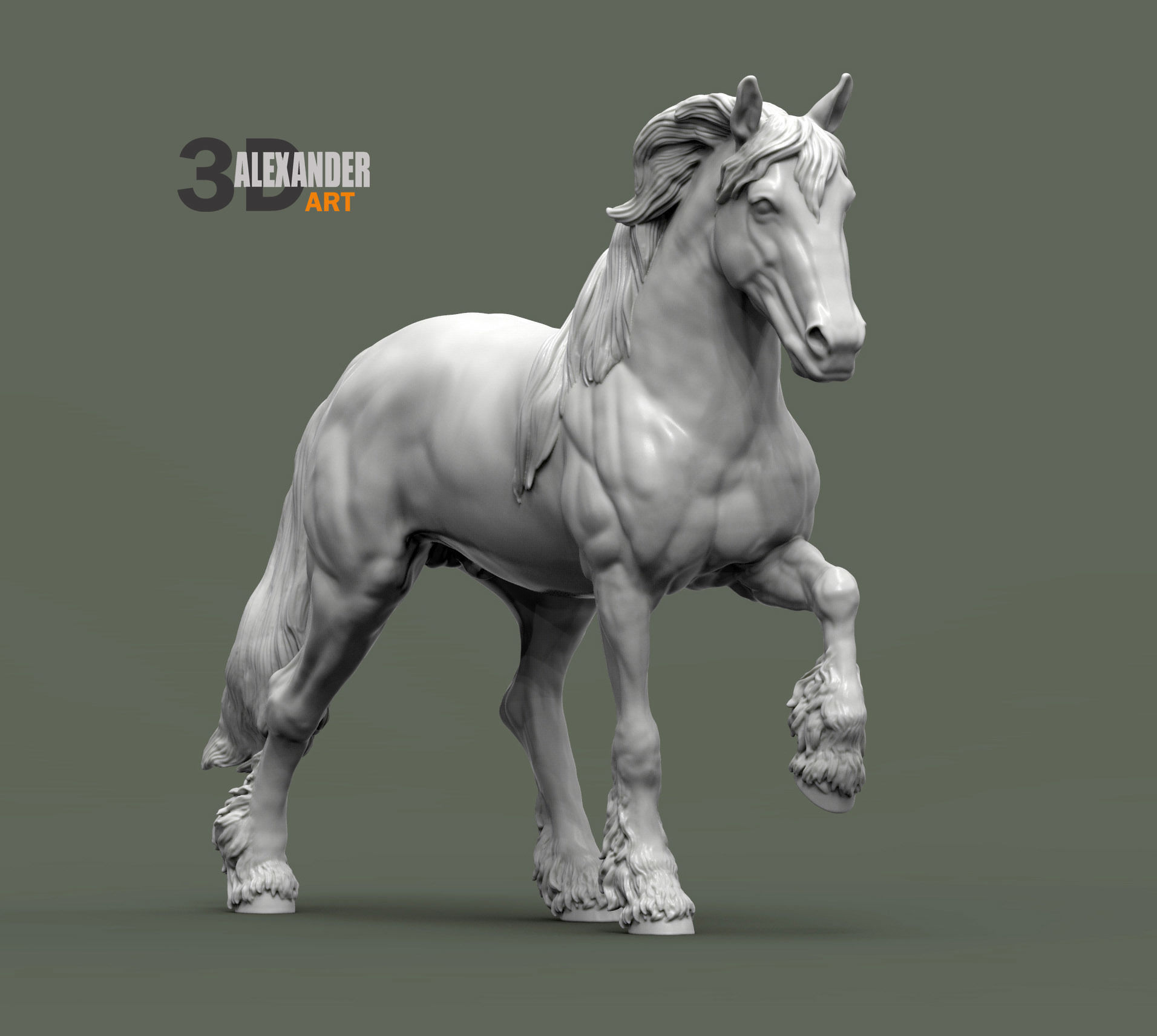Friesian horse 3D print model_0