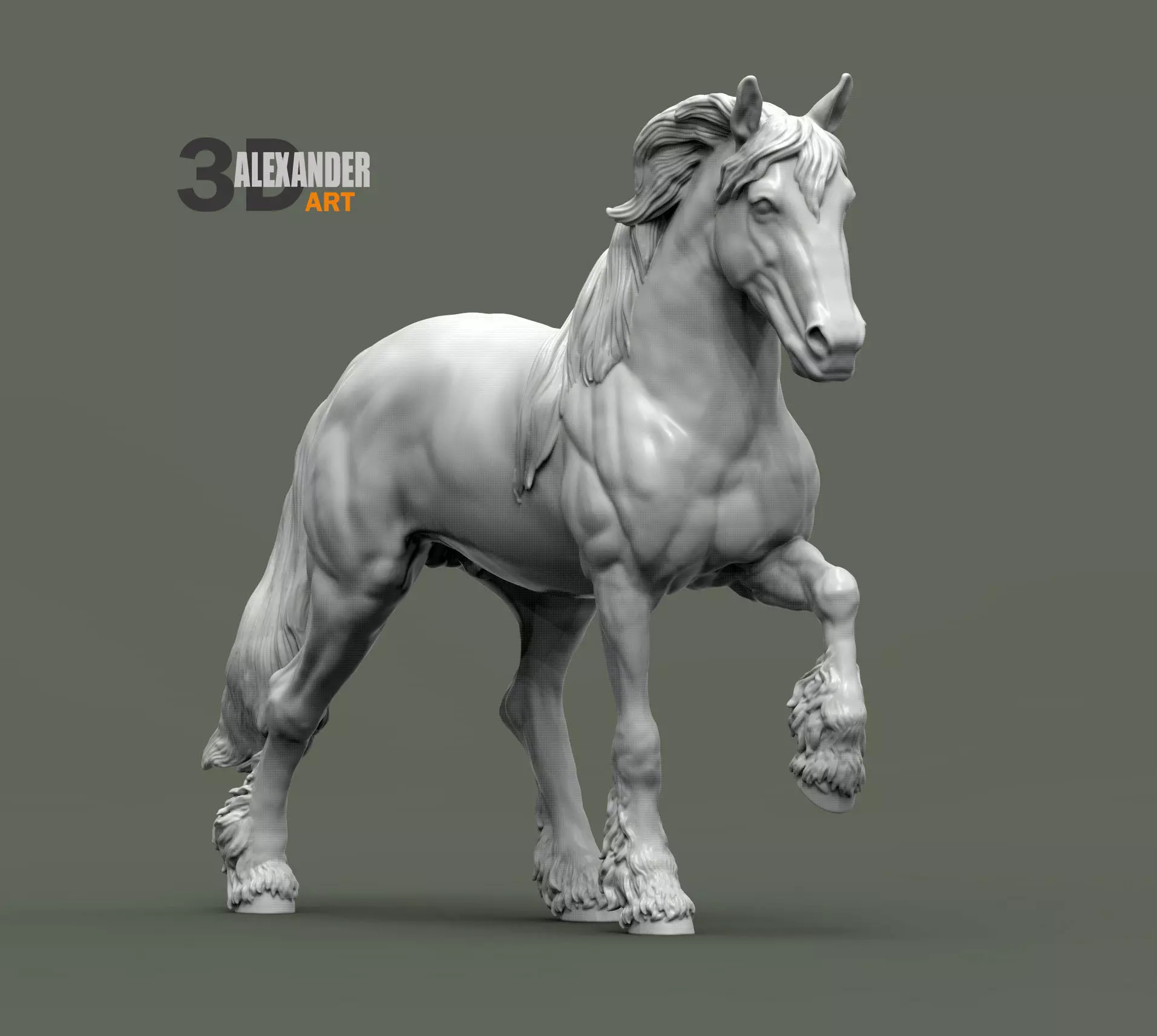 Friesian horse 3D print model_0