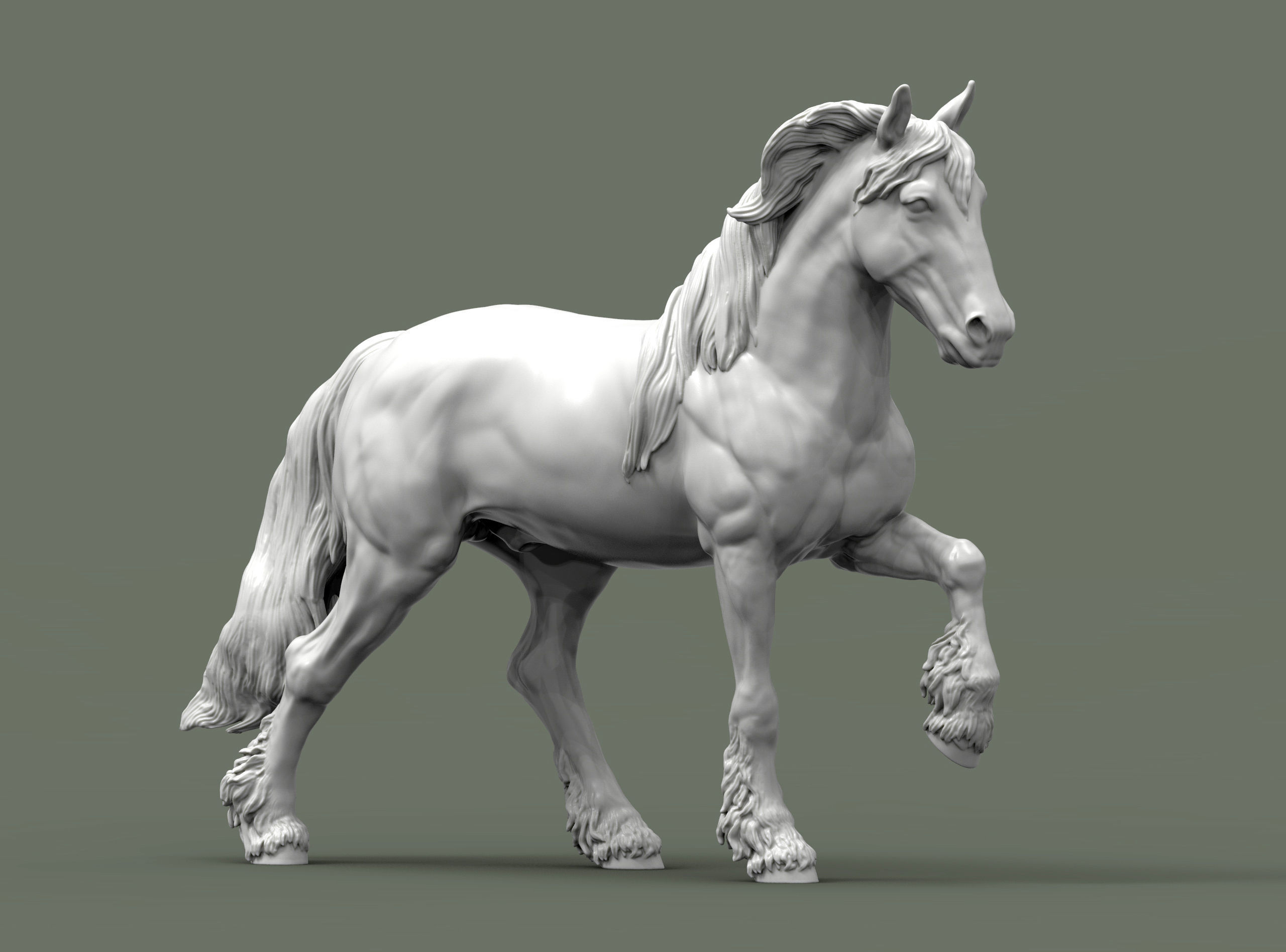 Friesian horse 3D print model_3
