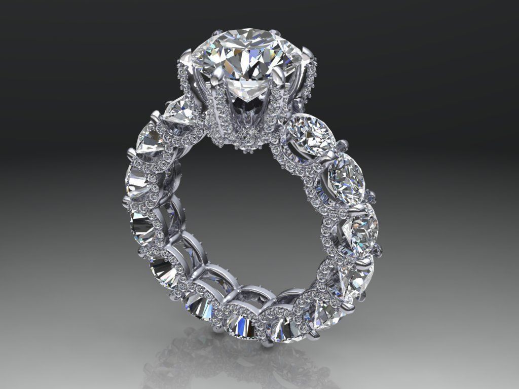 Printable woman Ring big gem 10mm STL 3D print model