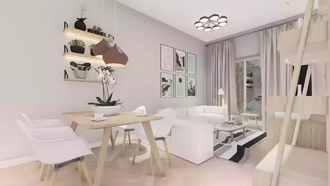Scandinavian Design style full furnished apartment