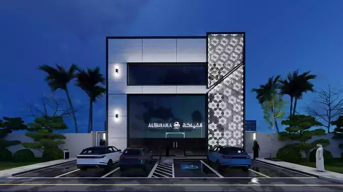 commercial modern facade design  3D model