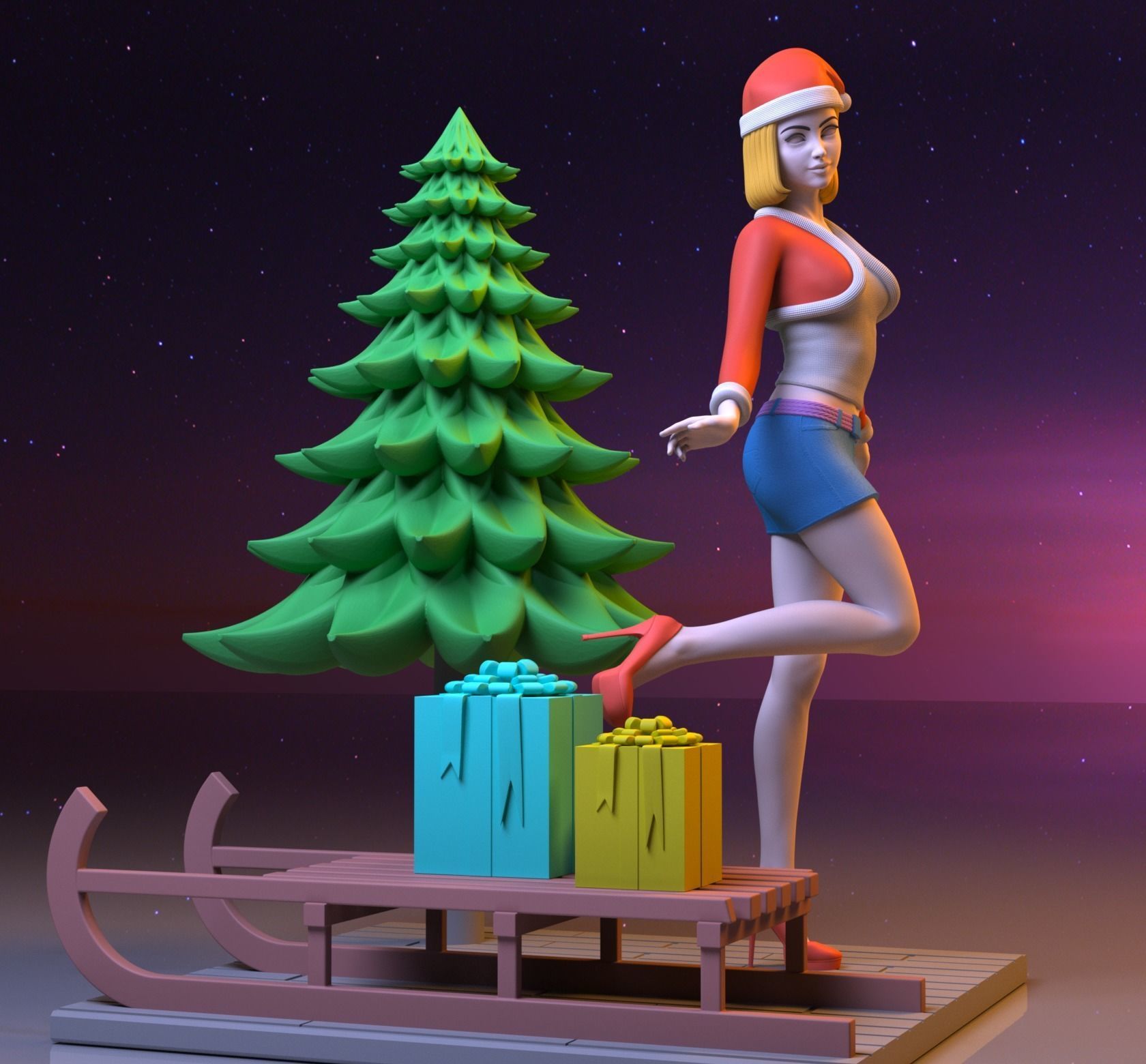 Android18 on Christmas 3D print model_2