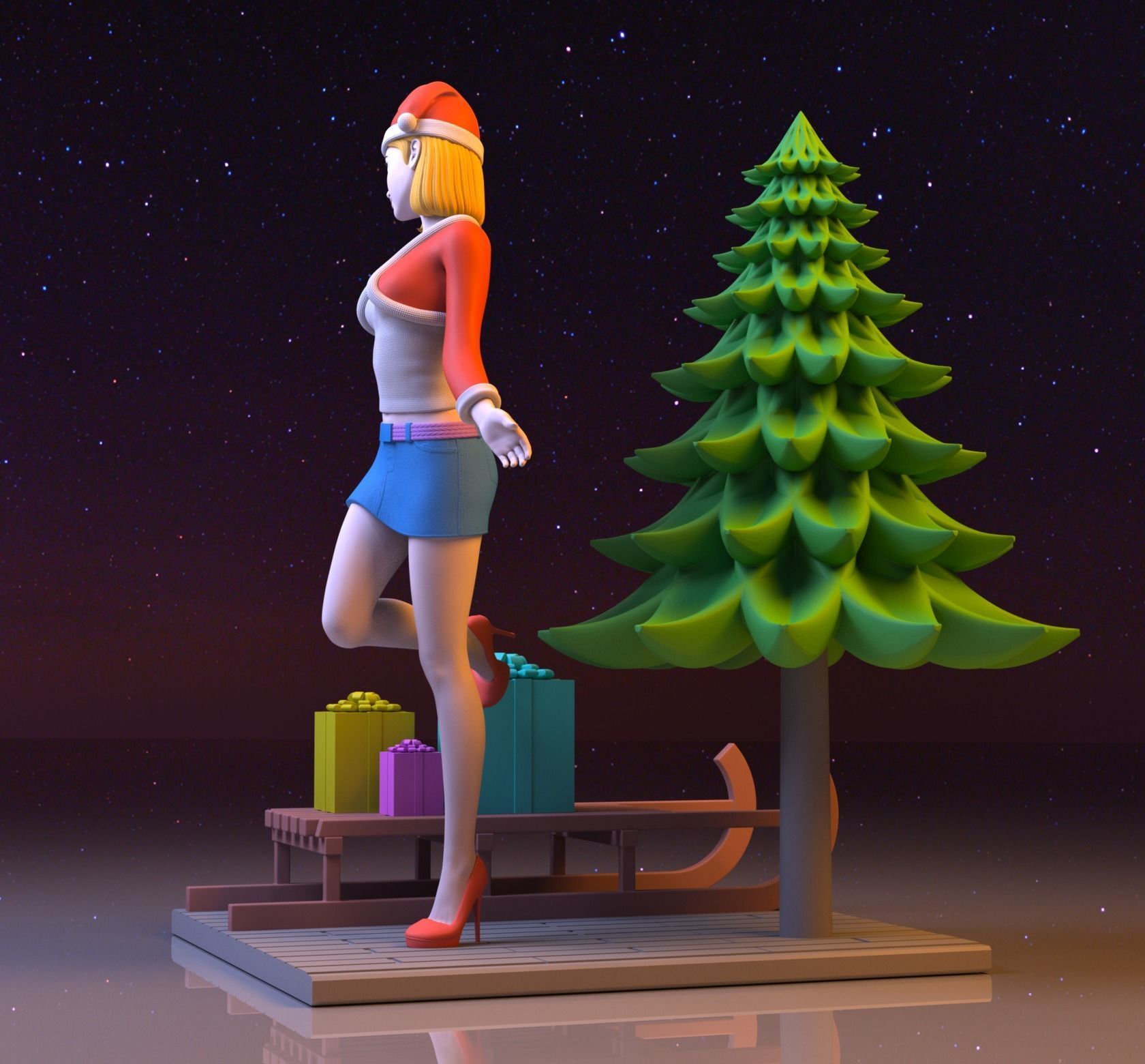 Android18 on Christmas 3D print model_1