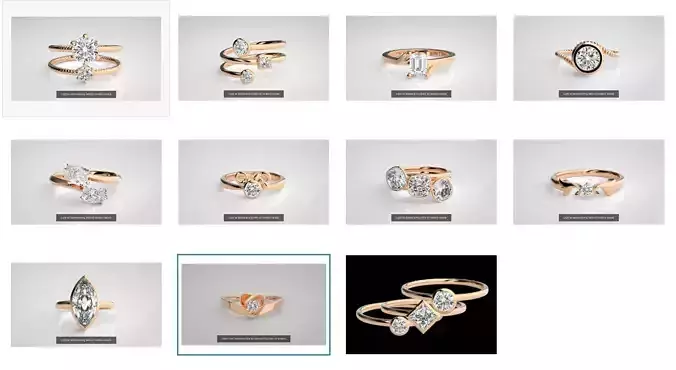 11 Unique Solitaire diamond ring 3dm stl renders details 3D Model Collection