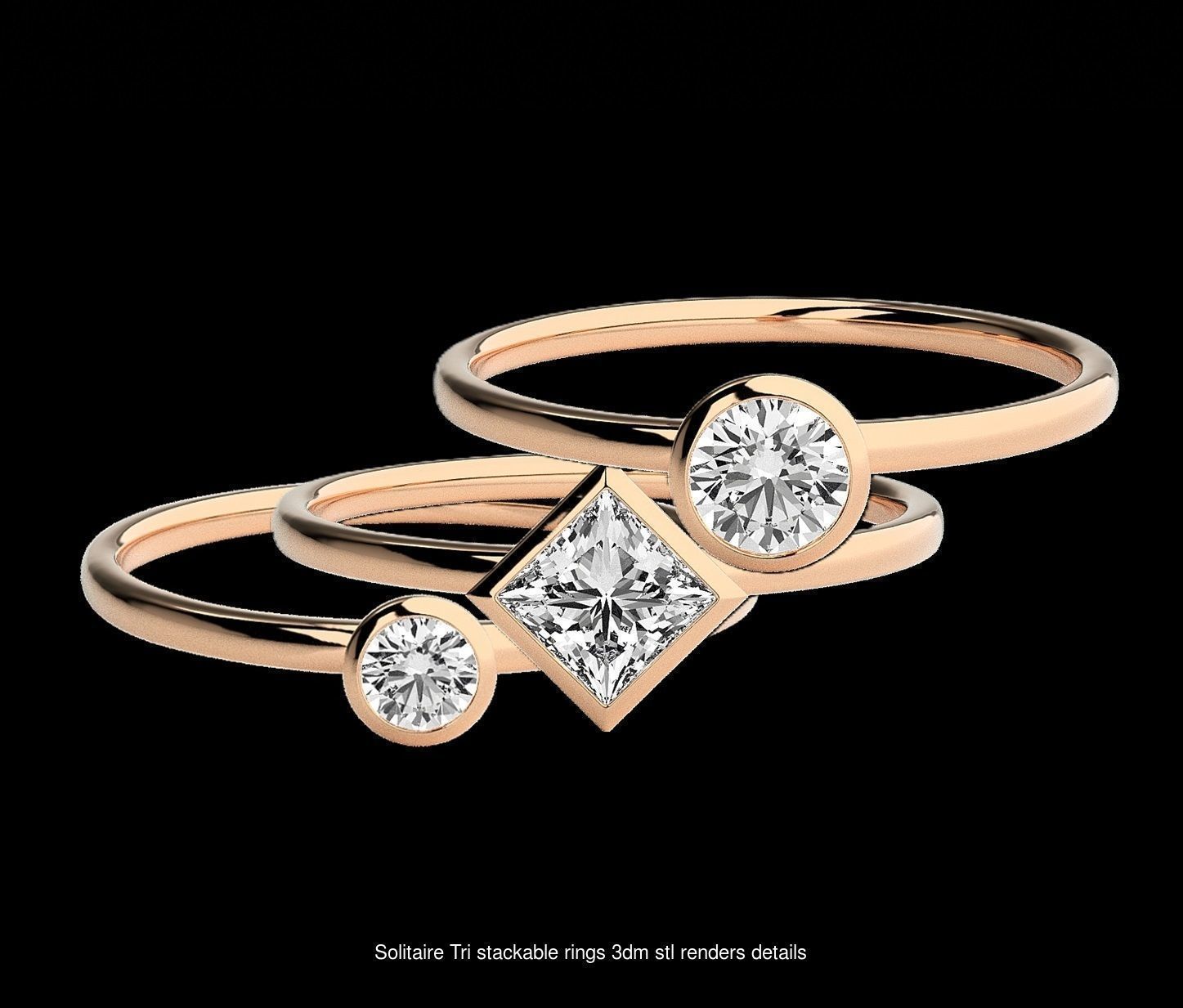11 Unique Solitaire diamond ring 3dm stl renders details 3D Model Collection_11