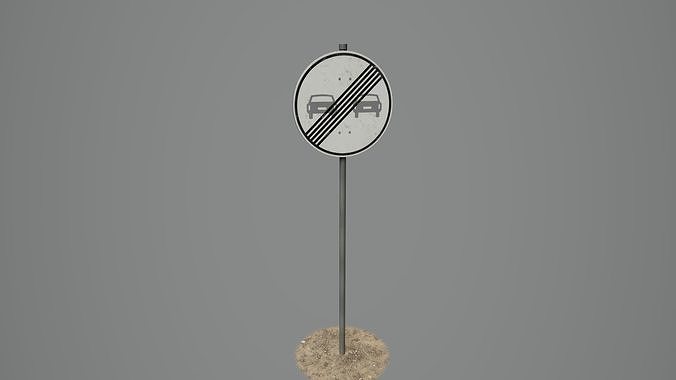 Road Sign 02 - Overtake Low-poly 3D model 2