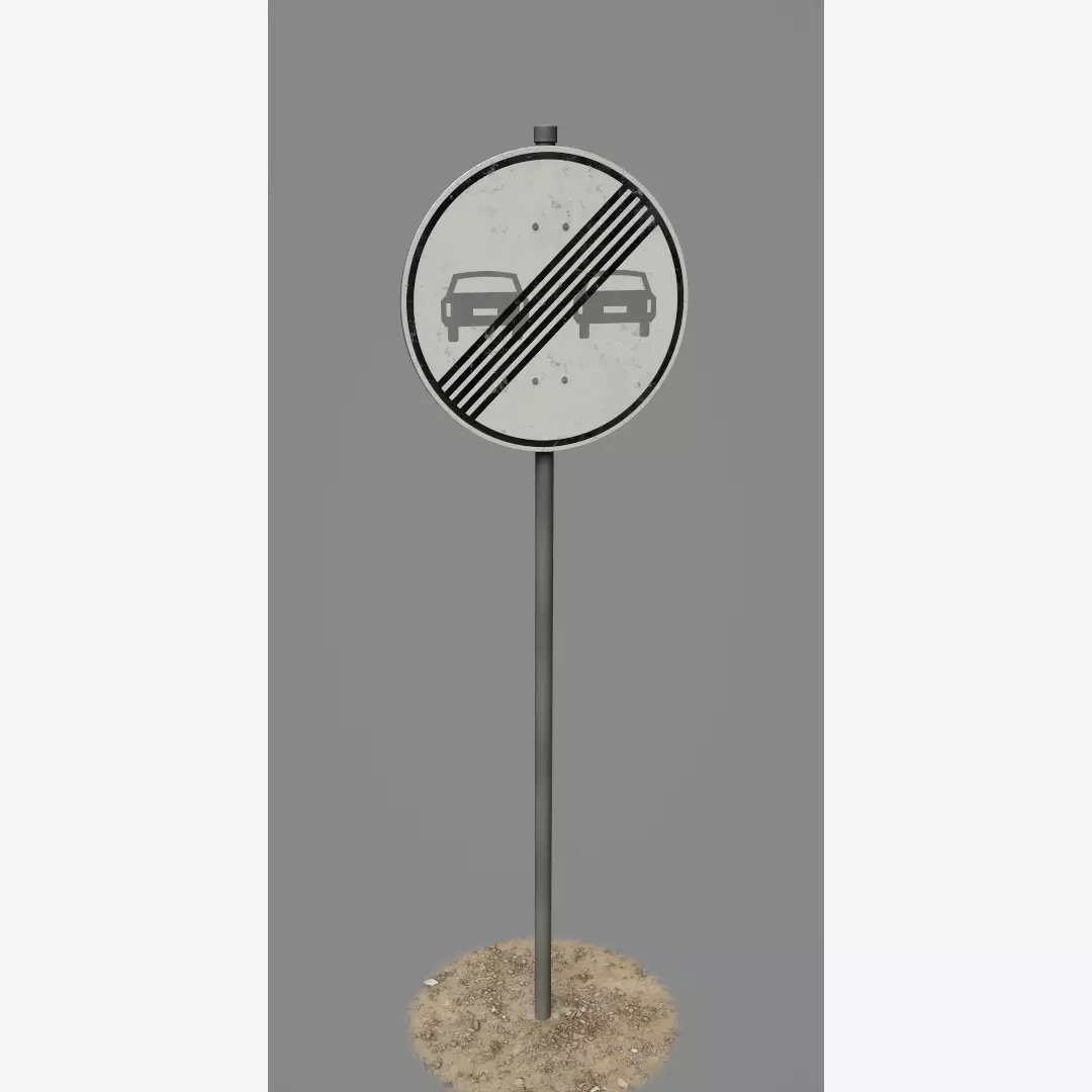 Road Sign 02 - Overtake Low-poly 3D model