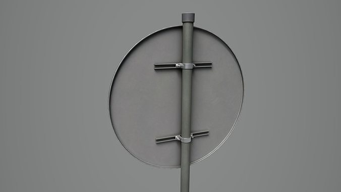 Road Sign 02 - Overtake Low-poly 3D model 6