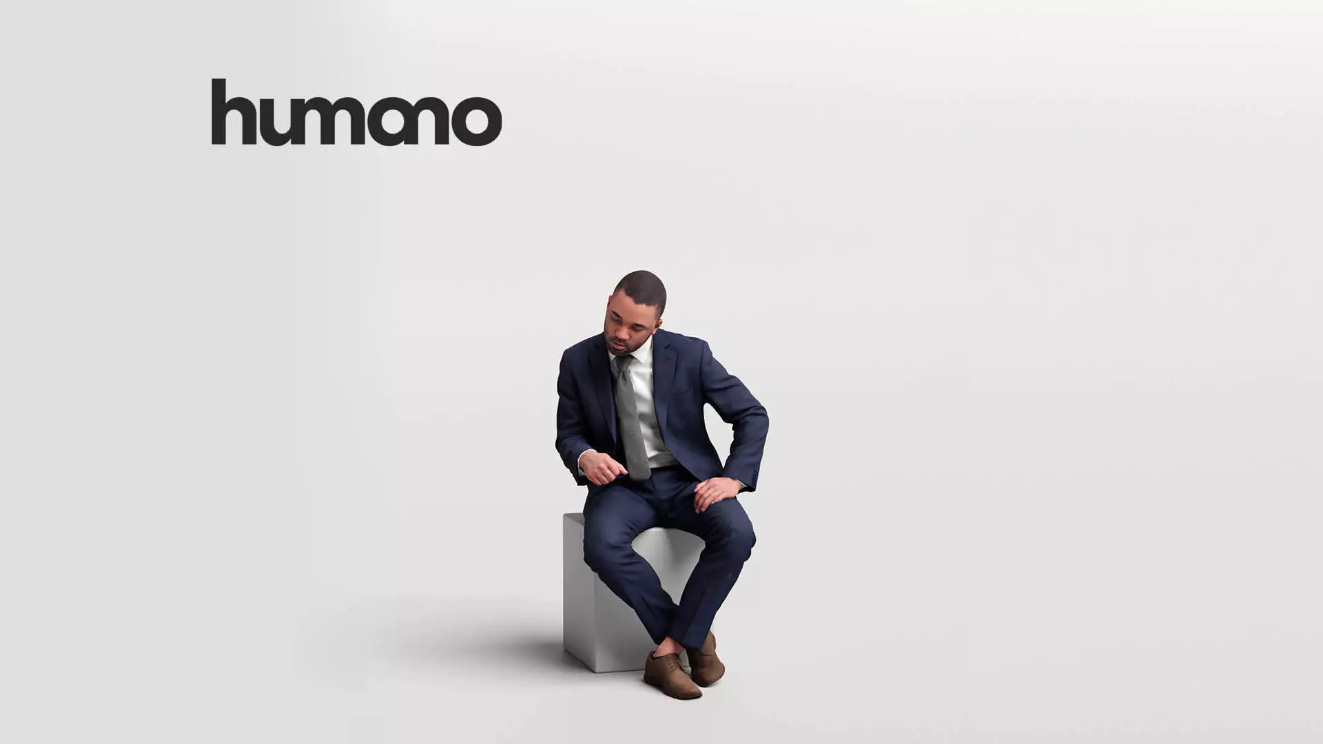 Humano business working man sitting talking - office -06347-88 3D model_0