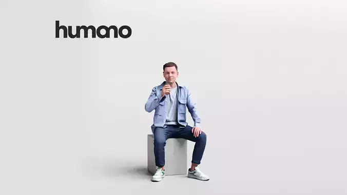 Humano man sitting and drinking coffee - office cafe -05321-78