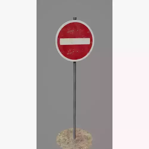 Road Sign 03 - Prohibited Way Low-poly 3D model
