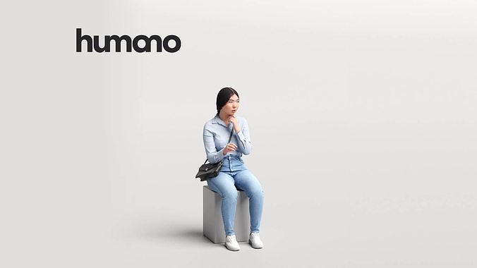 Humano asian woman  sitting and talking - office cafe -05155-60 3D model