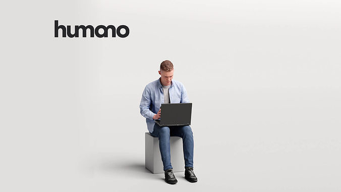 Humano working man with an laptop - office -03516-60 3D model