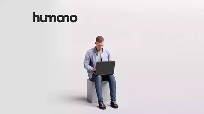 Humano working man with an laptop - office -03516-60