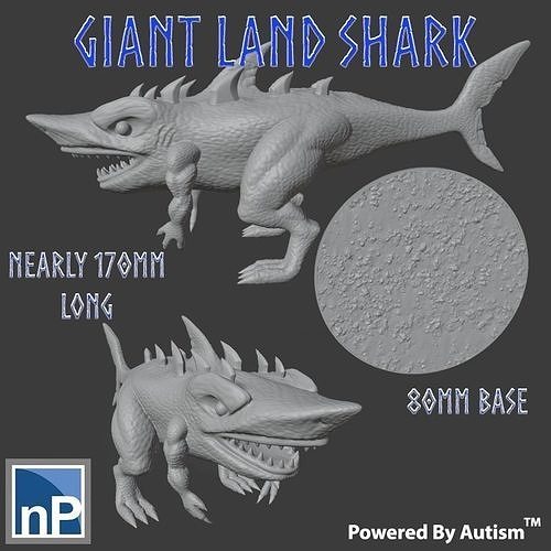 Giant Land Shark Fantasy Monster free 3D model 3D printable | CGTrader