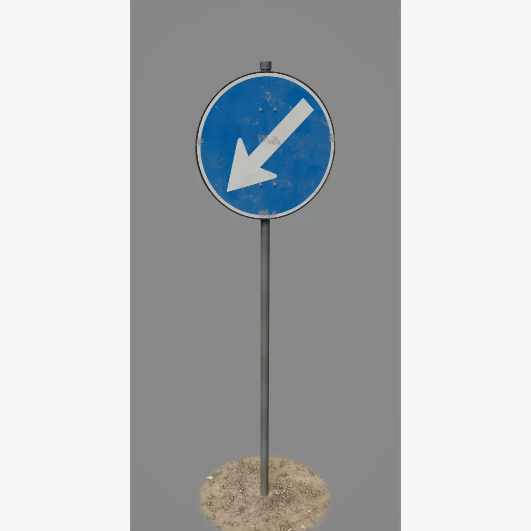 Road Sign 06 - Mandatory Way - Left Low-poly 3D model