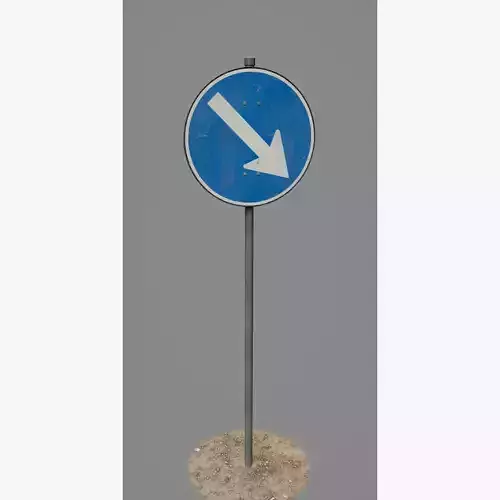 Road Sign 07 - Mandatory Way - Right Low-poly 3D model
