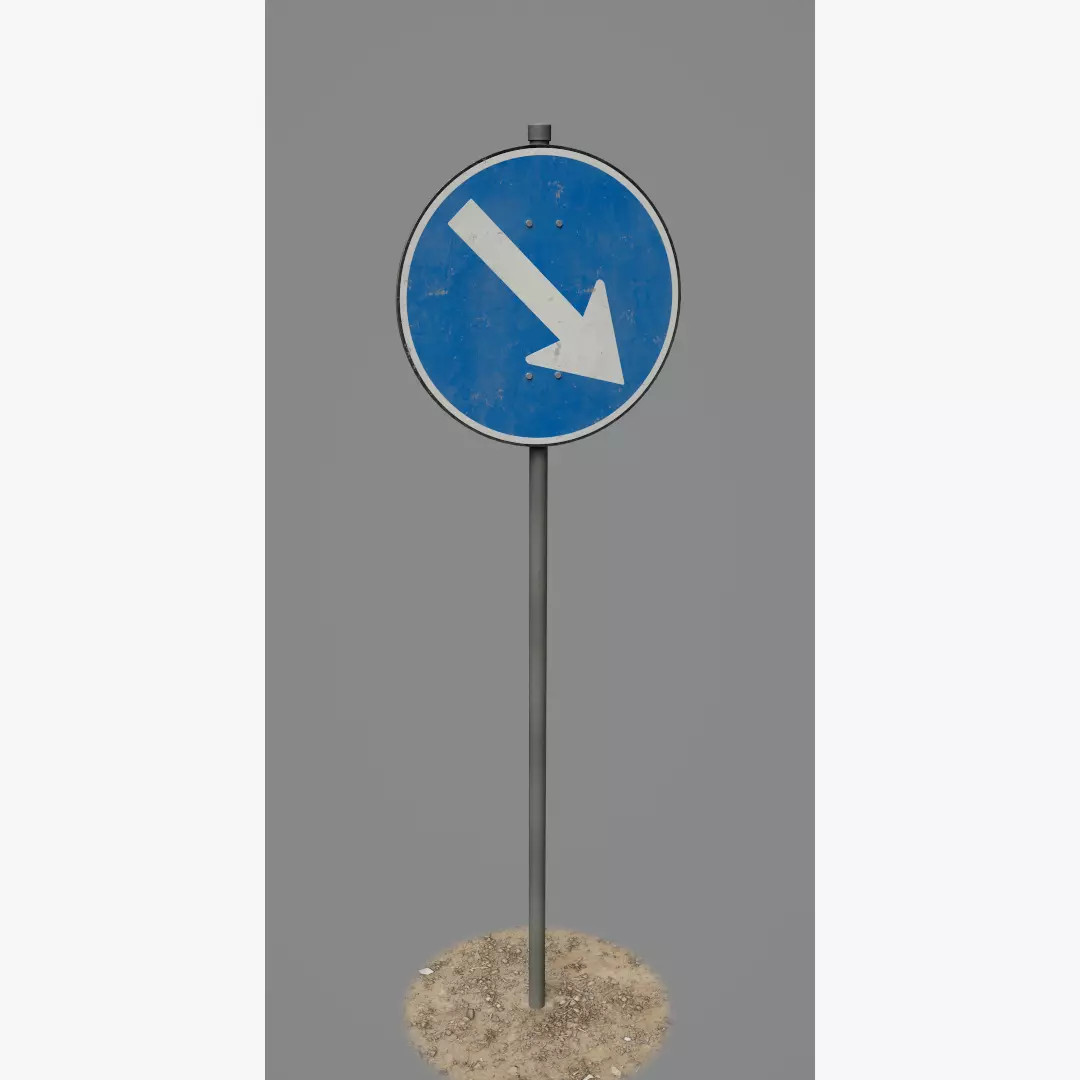 Road Sign 07 - Mandatory Way - Right Low-poly 3D model