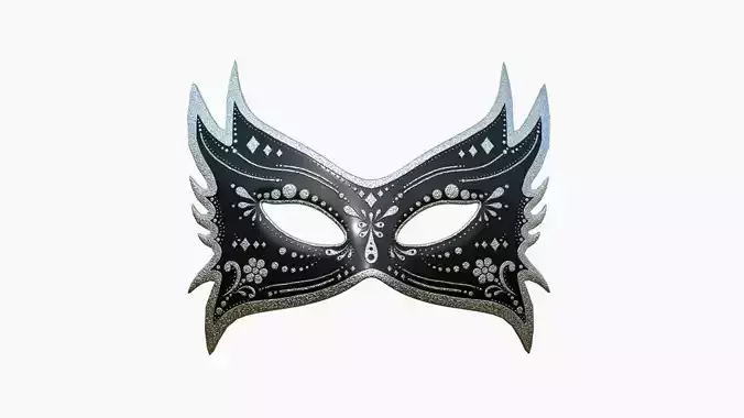 Carnival Mask D01 Black Silver - Costume Character Design Low-poly 3D model