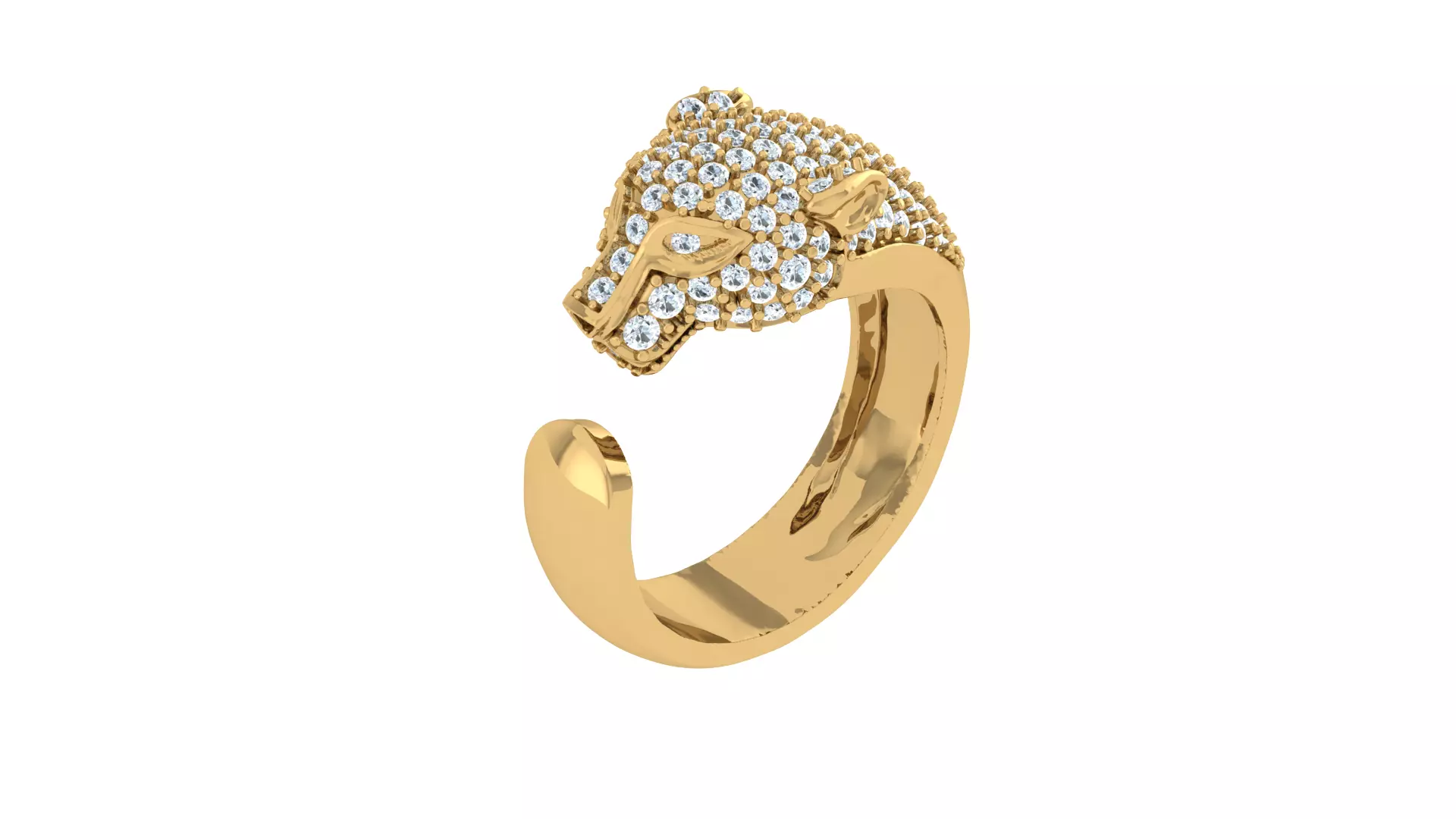 Panther ring with gem 3D print model