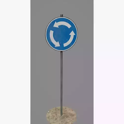 Road Sign 08 - Mandatory Way - Roundabout Low-poly 3D model