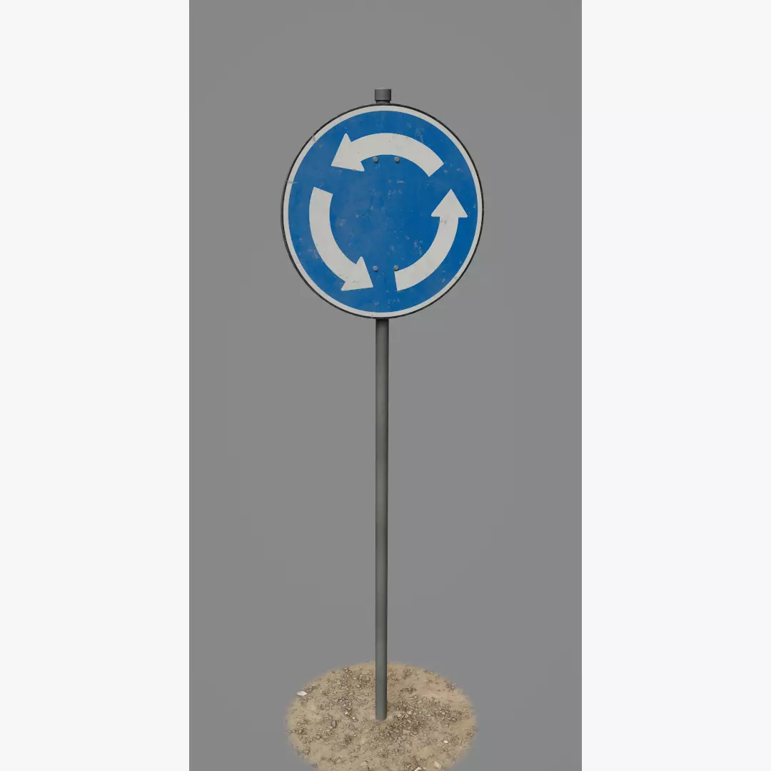 Road Sign 08 - Mandatory Way - Roundabout Low-poly 3D model