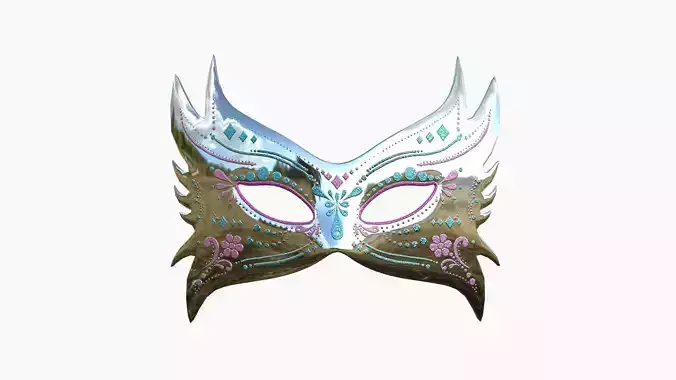Carnival Mask D06 Silver - Costume Character Design Low-poly 3D model