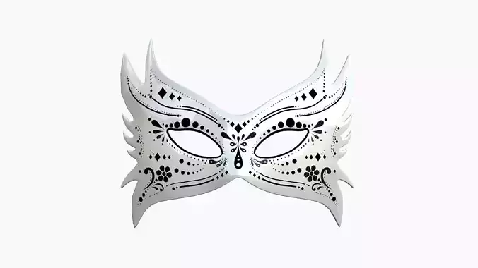 Carnival Mask D09 White Black - Costume Character Design Low-poly 3D model