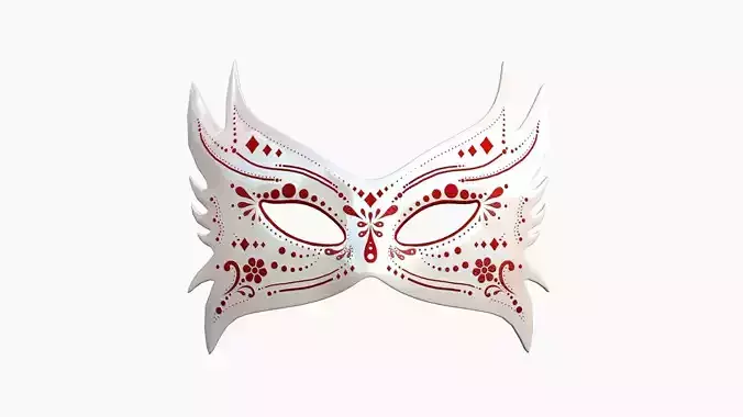 Carnival Mask D11 White Red - Costume Character Design Low-poly 3D model