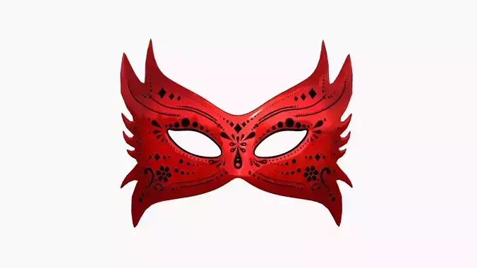 Carnival Mask D12 Black Red - Costume Character Design Low-poly 3D model