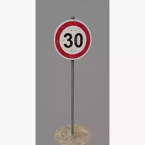 Road Sign 09 - Speed Limit - 30 Low-poly 3D model