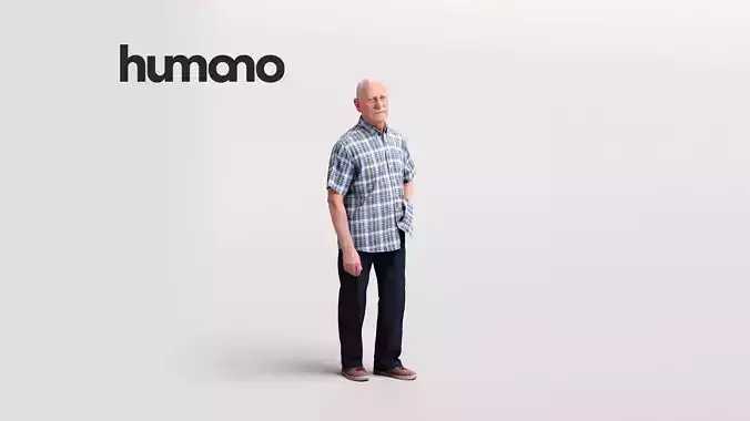 Humano casual elderly old man standing -101-1535 Low-poly 3D model