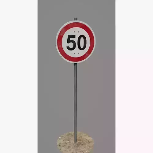 Road Sign 10 - Speed Limit - 50 Low-poly 3D model