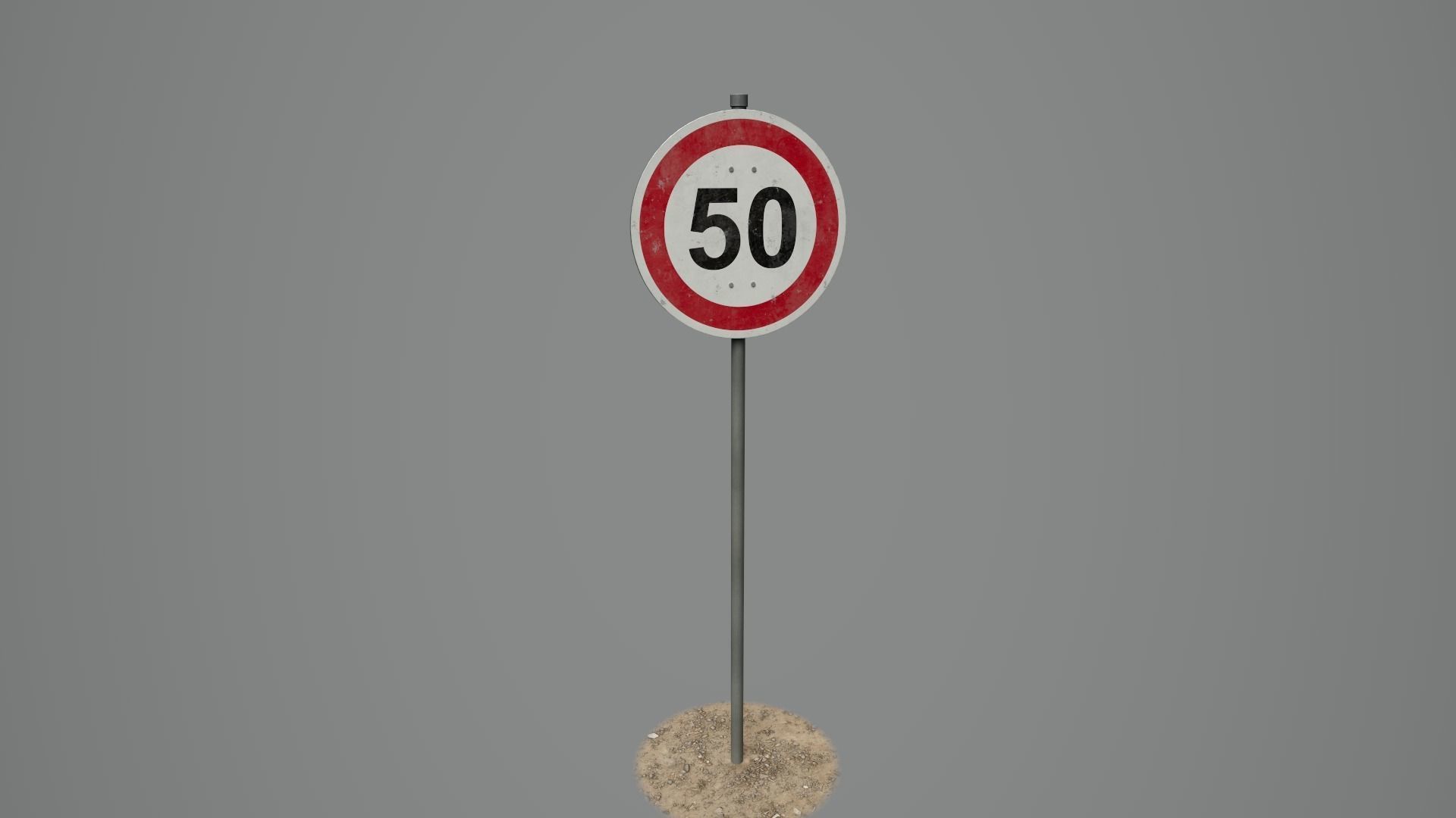 Road Sign 10 - Speed Limit - 50 Low-poly 3D model_1