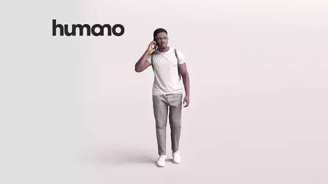 Humano black man walking and talking with the phone -06448-78