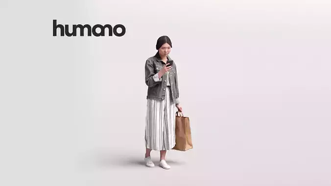 Humano casual woman walking and looking at the phone -05154-86