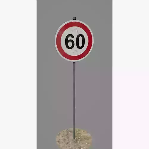 Road Sign 11 - Speed Limit - 60 Low-poly 3D model