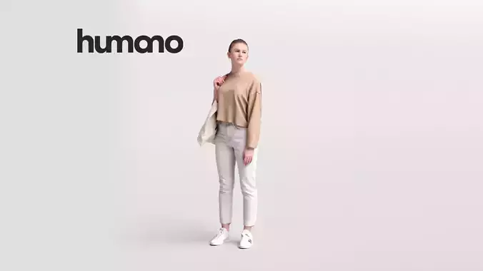 Humano casual woman standing - jeans and blouse -04638-67