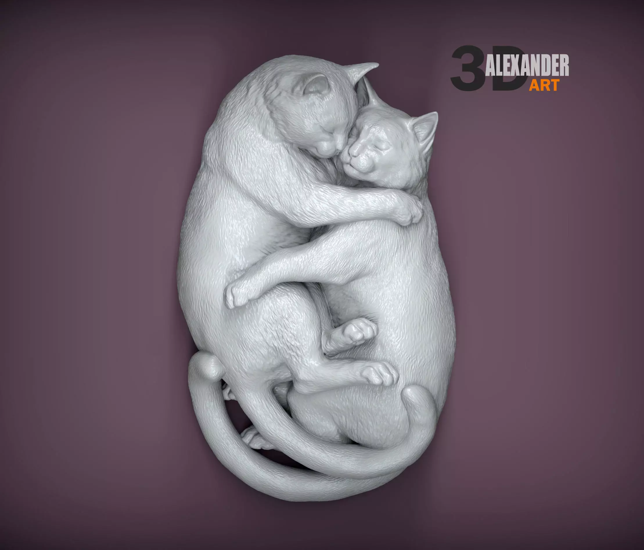 Cats in love sleep 3D print model