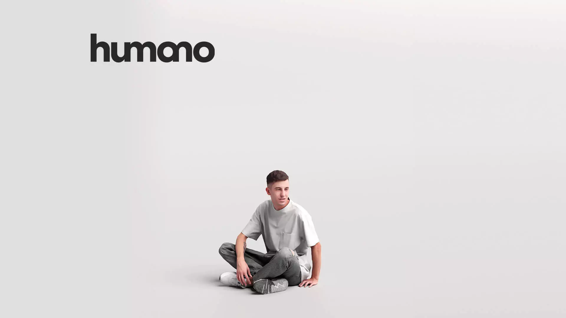 Humano casual sitting man - t-shirt and jeans-03620-23 3D model