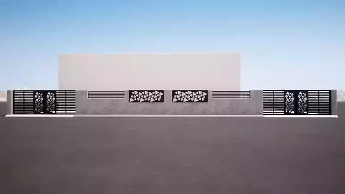 compound wall and gate design fencing wall and entrance gate 3D model