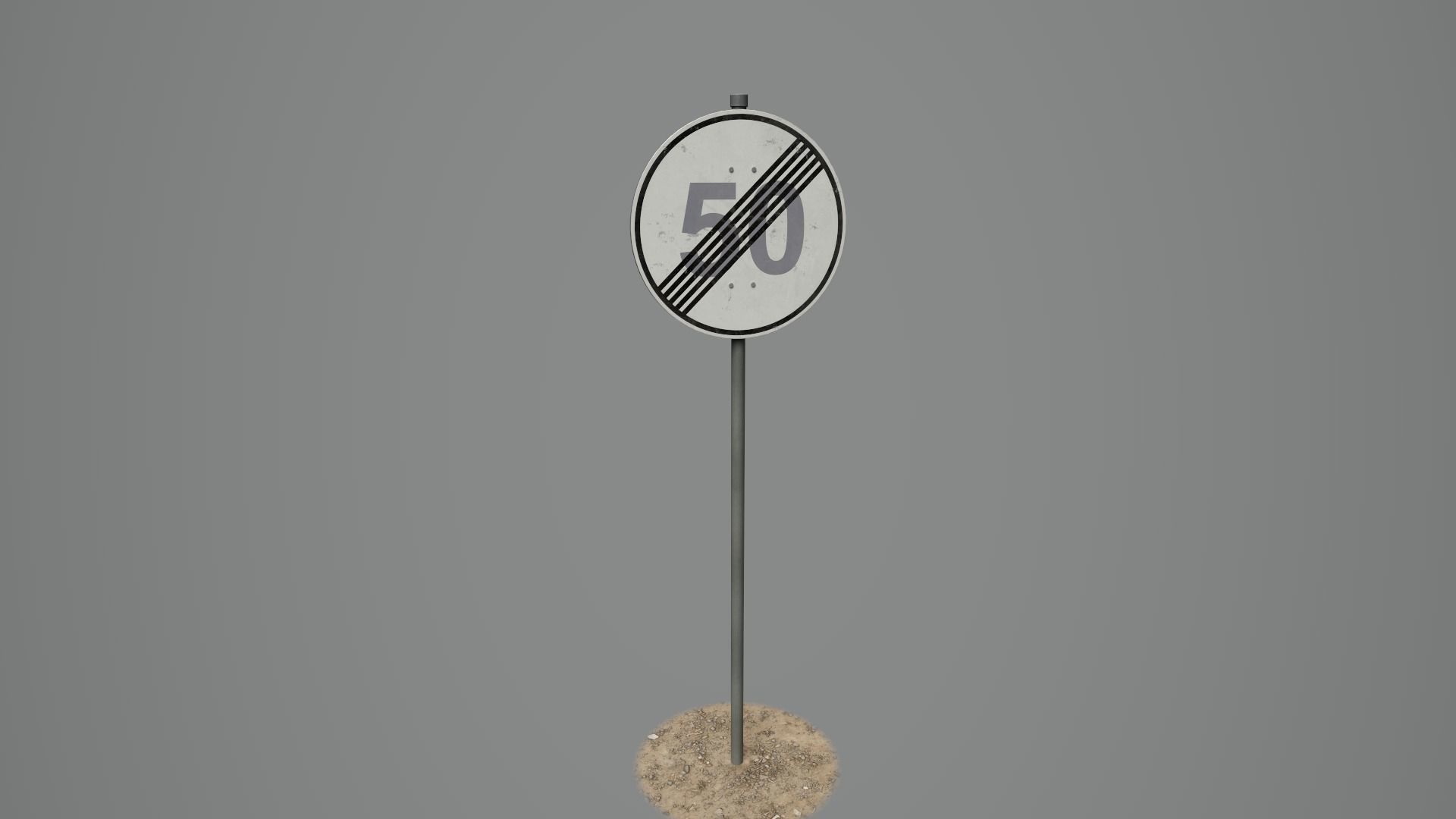 Road Sign 12 - End Speed Limit - 50 Low-poly 3D model_1