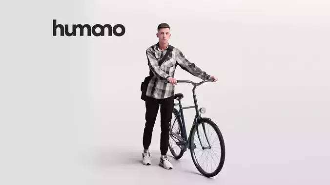 Humano casual man walking with the bank -03620-02